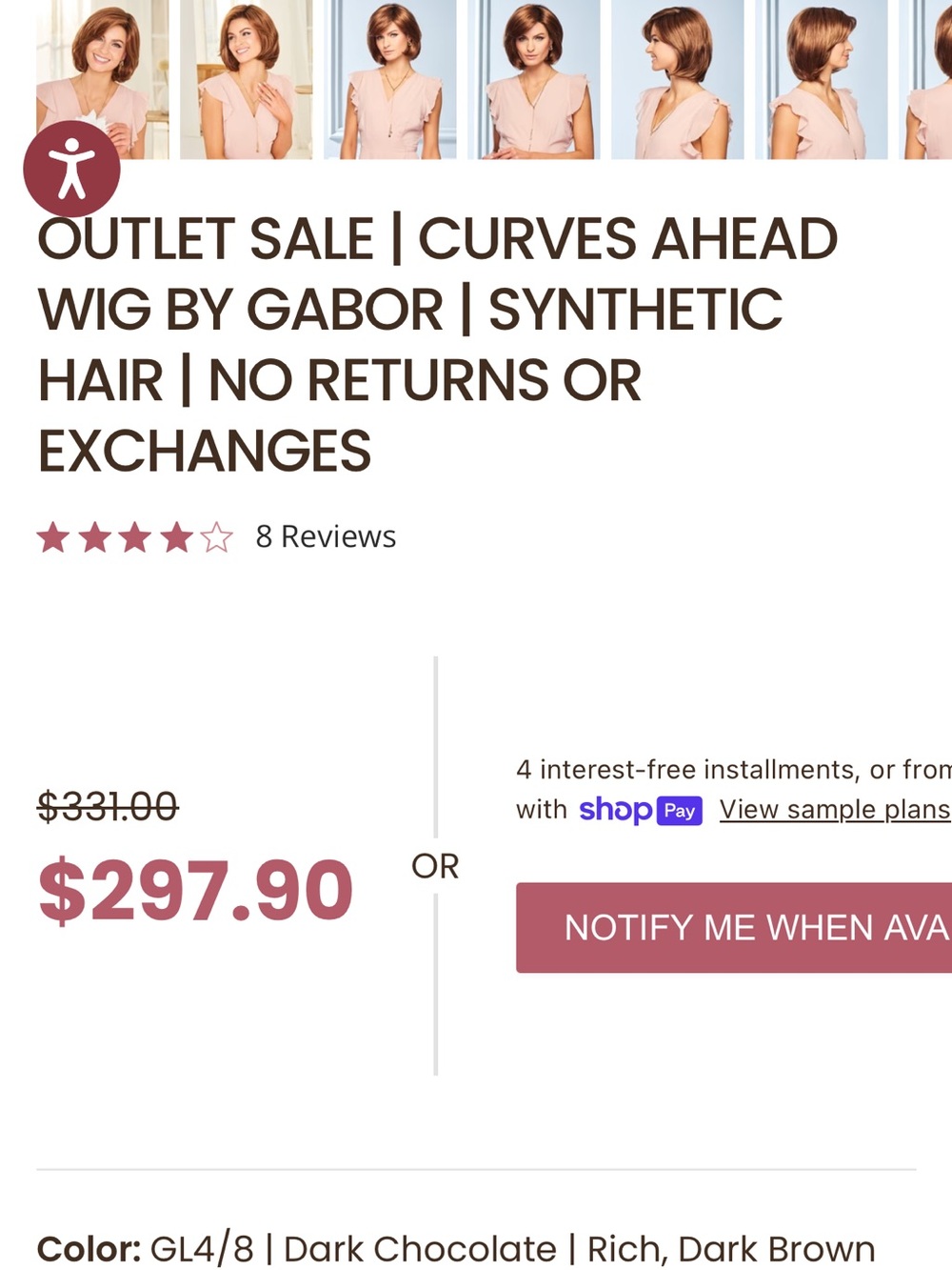 Like new Gabor Curves Ahead synthetic wig in chocolate brown - Picture 10 of 10